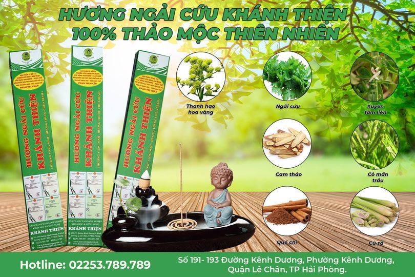 Hương ngải cứu Khánh Thiện có nguyên liệu 100% thảo mộc tự nhiên