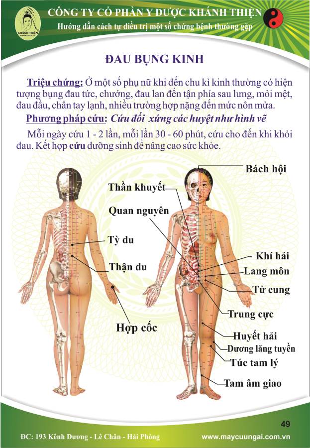 Máy cứu ngải: Cứu đau bụng kinh
