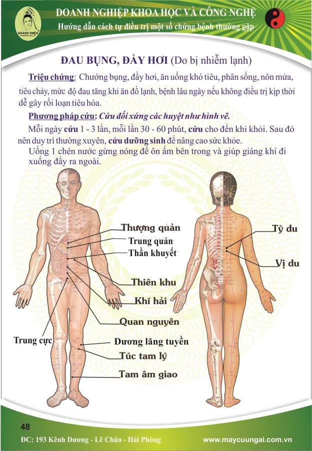 Máy cứu ngải: Cứu đau bụng đầy hơi ( Do bị nhiễm lạnh)
