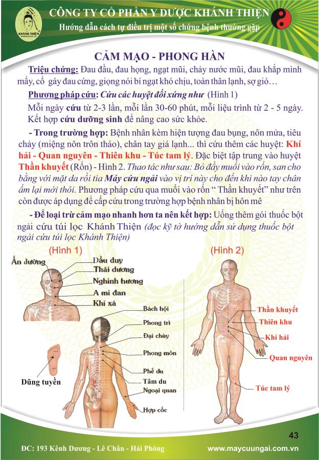 Máy cứu ngải: Cứu cảm mạo phong hàn