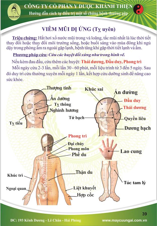 Máy cứu ngải: Cứu viêm mũi dị ứng